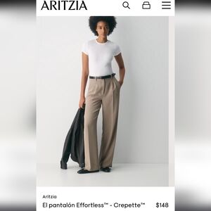 Aritzia Wide-Leg High-Waist Trousers in Taupe SIZE 8